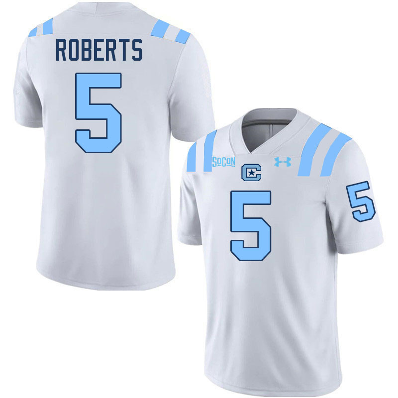 The Citadel Bulldogs #5 Andre Roberts College Football Jerseys,Uniforms-White